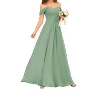 WSEYU Abiti da damigella d'onore con spalline sottili per abiti da sera da sposa abiti da ballo con volant abito da cocktail taglie forti, Salvia polverosa., 44