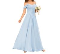 WSEYU Abiti da damigella d'onore con spalline sottili per abiti da sera da sposa abiti da ballo con volant abito da cocktail taglie forti, blu cielo, 64 Più