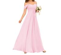 WSEYU Abiti da damigella d'onore con spalline sottili per abiti da sera da sposa abiti da ballo con volant abito da cocktail taglie forti, rosa chiaro, 54 Più