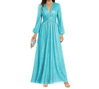 WSEYU Abiti da sera formali con paillettes scintillanti abiti da sera a maniche lunghe abito da ballo abiti da cocktail a sirena taglie forti nero, Turchese, 54 Più