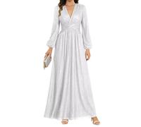 WSEYU Abiti da sera formali con paillettes scintillanti abiti da sera a maniche lunghe abito da ballo abiti da cocktail a sirena taglie forti nero, bianco, 54 Più