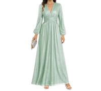 WSEYU Abiti da sera formali con paillettes scintillanti abiti da sera a maniche lunghe abito da ballo abiti da cocktail a sirena taglie forti nero, Verde menta, 48