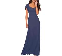 WSEYU Abito da damigella d'onore in chiffon con scollo a cuore lungo elegante abito da ballo, acciaio, 24 Più