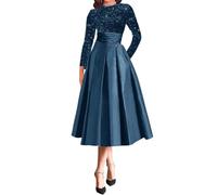 WSEYU Abito da sposa con applicazioni in pizzo per la madre della sposa, abiti da ballo di fine anno, pieghe abiti da cocktail taglie forti 25, Colore: foglia di tè., 24 Più