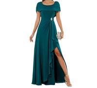 WSEYU Abito da sposa in chiffon con spacco abiti da cocktail pieghe formale abiti da sera abiti da ballo taglie forti, Foglia di t, 46