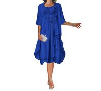 WSEYU Applique in pizzo Madre del vestito da sposa per abiti da ballo di nozze abiti da cocktail in chiffon nero, Blu reale, 62 Più