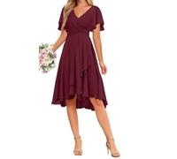 WSEYU Maniche corte chiffon ritorno a casa abiti per adolescenti una linea breve damigella d'onore laurea cocktail party abito ZMKI412, Gelso, 58 Più