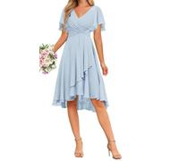 WSEYU Maniche corte chiffon ritorno a casa abiti per adolescenti una linea breve damigella d'onore laurea cocktail party abito ZMKI412, Lavanda, 50