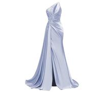 WSEYU Paillettes Pizzo Abito da Damigella D'Onore Una Spalla Prom Dresses Satin Formale Sera Partito Abito da Sfera con Spacco ZMKI395, Lavanda, 48
