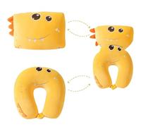 WSFYTAM Cuscino da Collo per Bambini, Cuscino A Ferro di Cavallo 2 in 1, Trasformabile in Peluche per Adulti, Cuscino da Viaggio per Bambini per Aereo, Auto E Viaggi,Giallo