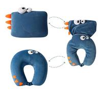 WSFYTAM Cuscino da Collo per Bambini, Cuscino A Ferro di Cavallo 2 in 1, Trasformabile in Peluche per Adulti, Cuscino da Viaggio per Bambini per Aereo, Auto E Viaggi,Blu