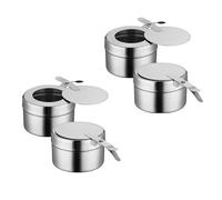 WSFYTAM Porta Combustibile A 4 Pezzi per Chafer, Porta Combustibile in Acciaio Inox con Coperchio per Chafing Dish, Buffet, Grigliata E Eventi,Argento
