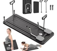 WSFYTAM Tavola Pilates 5 in 1 per La Casa, Macchina Pilates Reformer con Protezioni per Le Ginocchia, Tavola Pilates Reformer Pieghevole con Auto-Respirazione,Nero