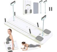 WSFYTAM Tavola Pilates 5 in 1 per La Casa, Macchina Pilates Reformer con Protezioni per Le Ginocchia, Tavola Pilates Reformer Pieghevole con Auto-Respirazione,Bianca