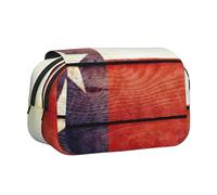 WSHFFILO American Flag Pattern Stampato Doppio Clamshell Pen Case Matita Sacchetto Portatile Cancelleria Bag, Nero , Taglia unica, Portamonete
