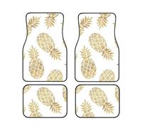 WSHFFILO Ananas dorato sfondo stampato Car Floor Mat Set di quattro tappetini antiscivolo per auto