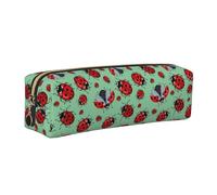 WSHFFILO Astuccio in pelle con stampa di coccinelle rosse su sfondo blu, Oro, Taglia unica, Portamonete