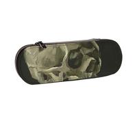 WSHFFILO Astuccio in pelle con stampa di scheletro con sigaretta accesa astuccio per cancelleria portatile