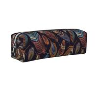 WSHFFILO Astuccio in pelle stampata con piume di pavone, Argento, Taglia unica, Portamonete