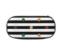 WSHFFILO Astuccio per matite con glitter arcobaleno a pois a righe in bianco e nero stampato astuccio per matite astuccio per cancelleria portatile, Nero , Taglia unica, Portamonete