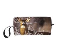 WSHFFILO Astuccio per matite con stampa di cervo a coda di bianco, piccola borsa per il trucco