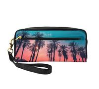 WSHFFILO Astuccio per matite con stampa di palme e tramonto, piccola borsa per il trucco, astuccio portatile per cancelleria