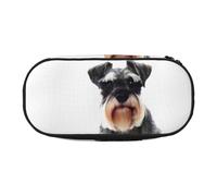 WSHFFILO Astuccio per matite con stampa Schnauzer ben educato, astuccio per matite e cancelleria portatile, Nero , Taglia unica, Portamonete