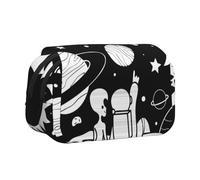 WSHFFILO Astuccio per penne a conchiglia con stampa astronauta e alieno, astuccio portatile per cancelleria, Nero , Taglia unica, Portamonete