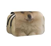 WSHFFILO Astuccio per penne a conchiglia con stampa di un simpatico cane Pomerania, astuccio portatile per cancelleria, Nero , Taglia unica, Portamonete