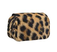 WSHFFILO Astuccio per penne a conchiglia con stampa leopardata ruvida stampata a doppia conchiglia astuccio per cancelleria portatile, Nero , Taglia unica, Portamonete