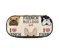 WSHFFILO Astuccio portamatite con stampa di bulldog francese I Love, Nero , Taglia unica, Portamonete