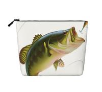 WSHFFILO Bait with Fishing Line Mangiare Little Fish Stampato Finta Canapa Makeup Bag Viaggio Toiletry Bag Cosmetic Bag Pochette, Nero , Taglia unica