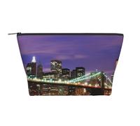 WSHFFILO Beauty case da viaggio con stampa di New York Night Daily Storage Bag Makeup Bag, Nero , Taglia unica