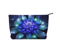 WSHFFILO Beauty case da viaggio in velluto a coste con stampa floreale blu fantasia, Nero , Taglia unica