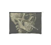 WSHFFILO Beauty case da viaggio riutilizzabile in carta stampata con scheletro con sigaretta bruciata