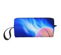WSHFFILO Blue Fire Pallone da basket stampato Ricevi Bag Pencil Case Piccolo Makeup Bag