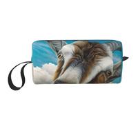 WSHFFILO Blue Goat Print - Astuccio per matite o trucchi con stampa di capra