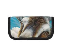 WSHFFILO Blue Goat Print stampato tela penna caso matita sacchetto di cancelleria portatile, Nero , Taglia unica, Portamonete