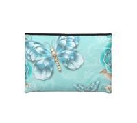 WSHFFILO Borsa cosmetica riutilizzabile di carta stampata blu chiaro della borsa di trucco della borsa di trucco della borsa da toilette di viaggio