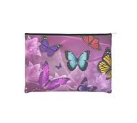 WSHFFILO Borsa cosmetica riutilizzabile di carta stampata delle farfalle viola della borsa di trucco della borsa di trucco della borsa dell'toilette di