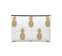 WSHFFILO Borsa cosmetica riutilizzabile in carta stampata con ananas glitter oro borsa da viaggio borsa da toilette da viaggio