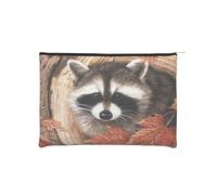 WSHFFILO Borsa cosmetica riutilizzabile in carta stampata con buco dell'albero di procione in autunno Borsa per cosmetici da viaggio Borsa da toeletta