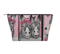 WSHFFILO Borsa da viaggio con stampa di asino e fiore, borsa per trucchi e articoli da toeletta, Nero , Taglia unica