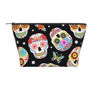 WSHFFILO Borsa da viaggio con stampa di teschi di zucchero, borsa per trucchi e cosmetici, Nero , Taglia unica