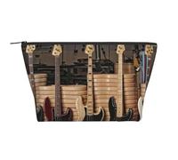 WSHFFILO Borsa da viaggio per cosmetici con stampa di strumenti musicali per chitarra e basso, Nero , Taglia unica