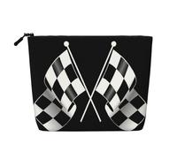 WSHFFILO Borsa per il trucco in canapa falsa stampata con motivo a scacchi con formula bianca nera e bianca borsa da toilette da viaggio borsa cosmetica pochette, Nero , Taglia unica