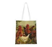 WSHFFILO Borsa per la spesa riutilizzabile con stampa di polli e fattoria Borsa a tracolla alla moda