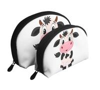 WSHFFILO Borsa portatile di trucco del sacchetto della frizione stampata della mucca del latte del fumetto, bianco, Taglia unica
