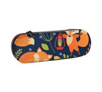 WSHFFILO Carino animale volpe fiore stampato in pelle matita caso portatile cancelleria Pouch