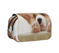 WSHFFILO Carino Corgi stampato doppio Clamshell Pen Case Pencil Pouch Portable Stationery Bag, Nero , Taglia unica, Portamonete
